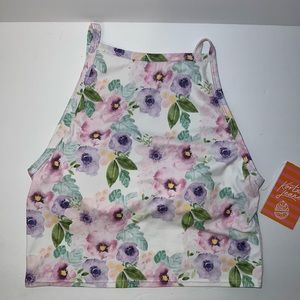 Kortni Jeane Celeste Floral Squared Up swimsuit top (Barbiecore, feminine)